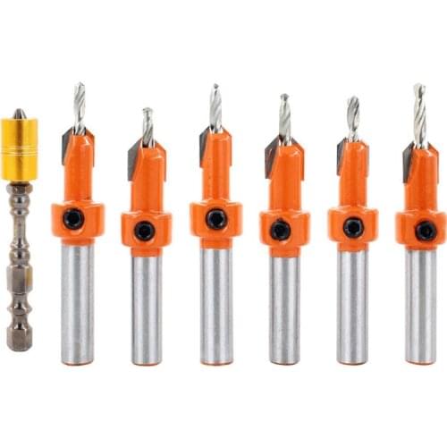 6Pcs Countersink Drill Bit Set HSS Woodworking Countersink Bit Set Professional Wood Hole Drilling Bits