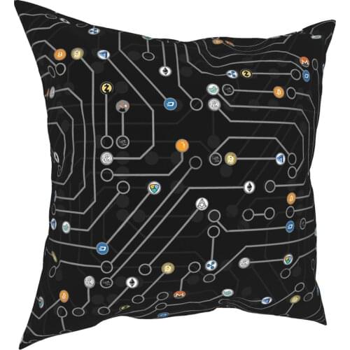 Digital Asset Throw Pillow Cover Cushions for Sofa Bitcoin Crypto Cryptocurrency Ethereum Btc Blockchain Pillowcover Home Decor