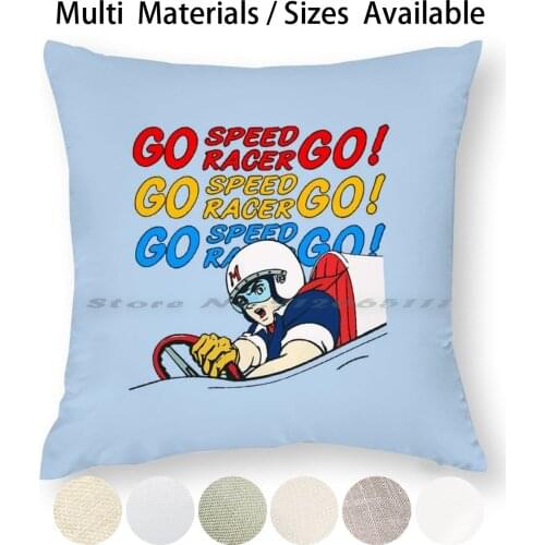Go Speed T-Shirt Pillow Case Throw Pillow Cover Cotton Linen Flax Racing Mach 5 Go Go Car Racer X Lover Vintage Creative