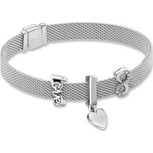 NEW 100% 925 Sterling Silver Reflexions Bracelet Set Fashion Love Elegant Fit European Girl DIY Original Charm Bead Jewelry Gift