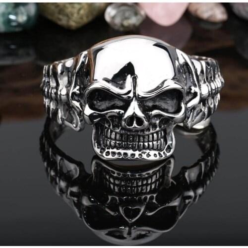 New Design 316 Stainless Steel Skeleton Skull Bangle Rock Punk Biker Bangle Bracelet For Men Cool Jewelry Gothic Accessory Gift