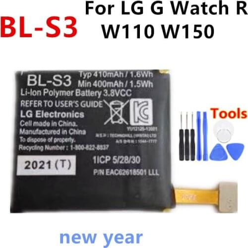 New year Original BL-S3 410mAh Replacement Battery For LG G Watch R W110 W150 Watch Batteries +Tools