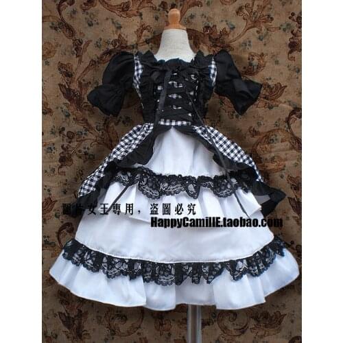 BJD / SD doll clothes / baby clothes Princess black and white lattice Dress for 1/4 1/3 Bjd Doll