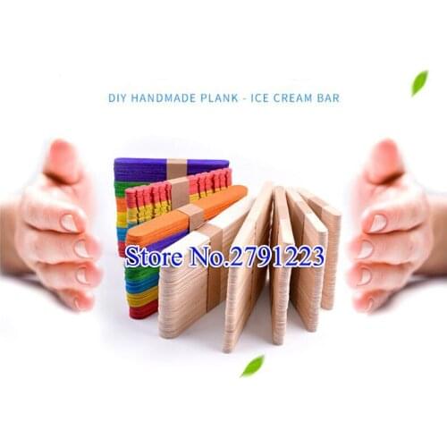 65/93/114/150mm Natural Wooden Colored Popsicle Sticks Kids DIY Hand Crafts Children Handmade Wooden Toys Ice Cream Maker