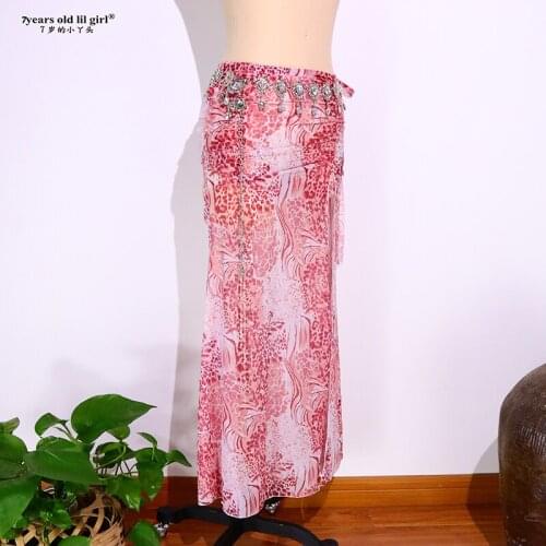 Transparent thin tribal belly dance slit Lotus leaf edges skirt DHH20