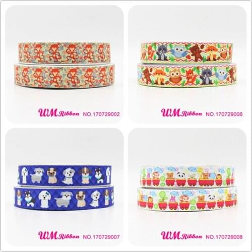 Q&N ribbon 16mm 22mm 25mm 38mm 50mm 75mm animal printed grosgrain ribbon webbing 50yards/roll for hair tie free shipping