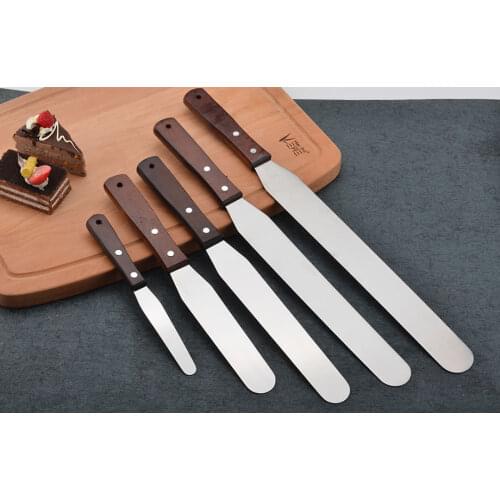 Cake spatula with wooden handle, multi-purpose pastry baking tool, cream spatula 4/6/8/10/12 inch cake spatula
