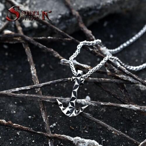 Steel soldier Stainless Steel geometric Pendant Chain Necklace men vintage unique Jewelry