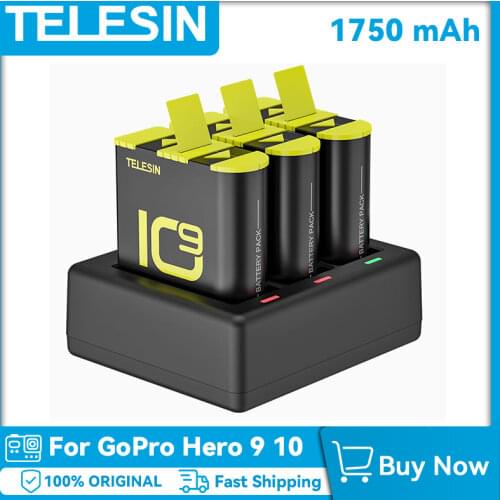 TELESIN For GoPro 9 Battery 1750mAh Replacement Battery for GoPro Hero 9 Black Action Camera Accessories