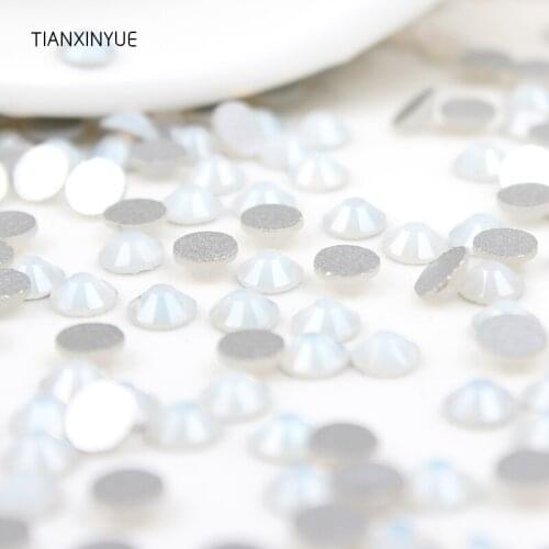 TIANXINYUE ss3-ss30 White Opal Crystal nail Rhinestones Non Hot Fix FlatBack glue on Fabric and Phones rhinestone