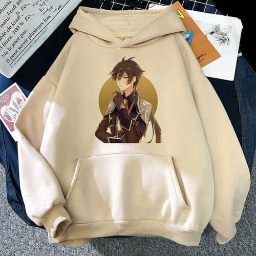 Zhong Li Print Genshin Impact Hot Game Anime Hoodie Women/Men Streetwear Loose Oversized Sweatshirt Kawaii Clothes Harajuku