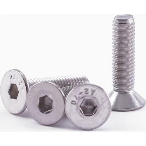 304 Stainless Steel Inner Hex Head Screw Hexagon Socket Machine Screws Flat End Screws Bolt Fastening Nail M4 M5 M6 M8 M10