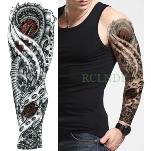 Waterproof Temporary Tattoo Sticker Cool Mechanics full arm Alien fake tatto flash tatoo sleeve large size body art tato for men