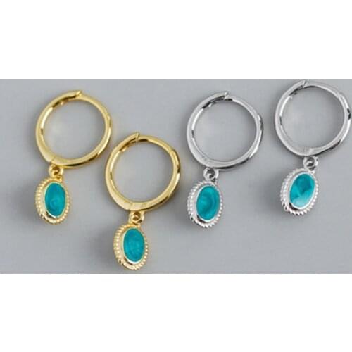 Newest Design Fashion S925 Sterling Silver Green Stone Drop Earrings For Women Jewelry Accessories