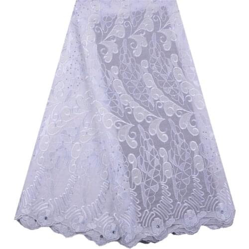 2019 Latest Swiss Voile Lace In Switzerland High Quality Pure White African Cotton Lace Fabric For Women Party Dress S1082