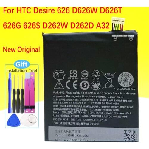 100% Original 2000mAh B0PKX100 Battery For HTC 626 D626W D626T 626G 626 S D262W D262D A32 BOPKX100 Mobile Phone High Quality