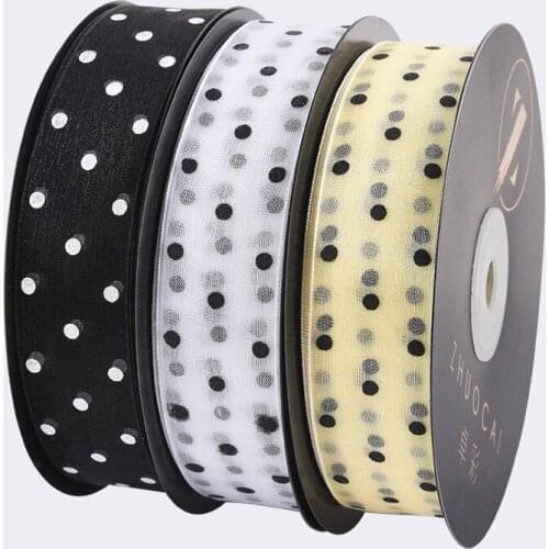 2.5cm Korean-style Dot Ribbon Transparent Gauze Belt Ribbons