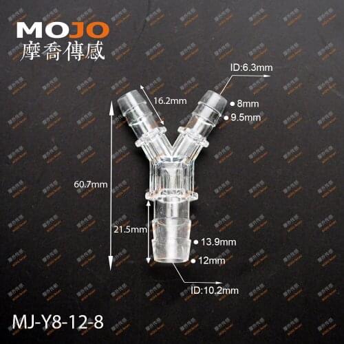 2020 Free shipping MJ-Y8-12-8 Reducing type Y shape 3 way water pipe adapter(100pcs/lots)