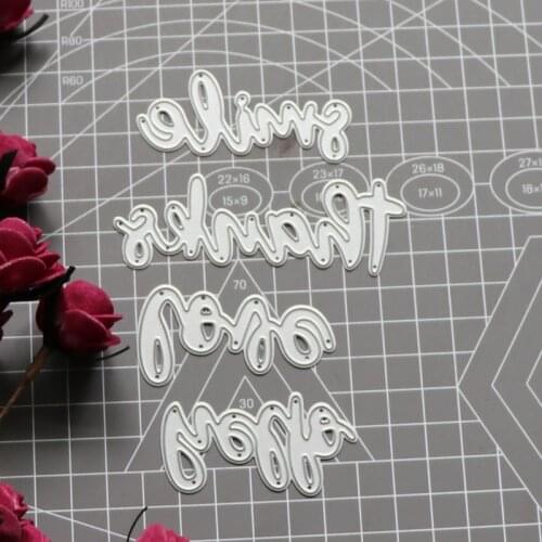 2021 New Hello Thanks Smile Love Words Metal Steel Cutting Dies Stencils for Making Scrapbooking DIY Album Paper Cards Embossing