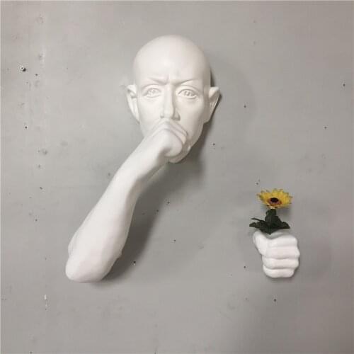 3D Character Sculpture Man Wall Hanging Statues Home Bar Decoration Handicraft European Retro Creative Art Figurine