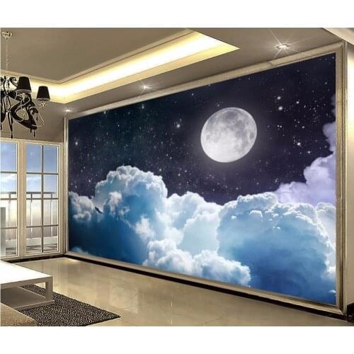 3D photo wallpaper custom 3d murals wallpaper Night full moon starry bedroom wallpaper TV backdrop wall paper home decoration