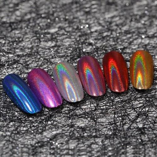 6 pcs Mirror Nail Glitter Set Chrome Powder Pigment Rub For Nail Powder Bright Metallic Effect Nail Mirror Powder Manicure