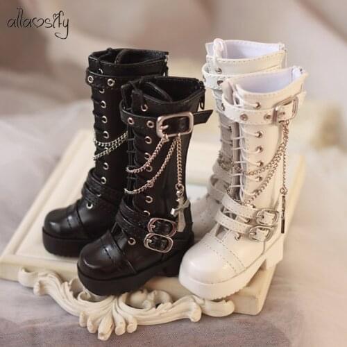 AIIaosify BJD doll shoes boots 1/3 1/4 black white high boots
