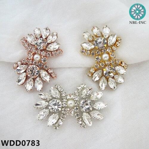 100PCS) Wholesale hand beaded clear crystal rhinestone applique patch for wedding dresses WDD0783