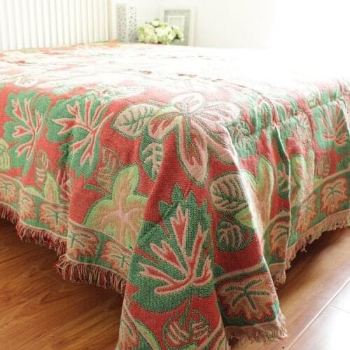 Free shipping cotton thread Europe style red/green oil painting pattern throw single/double size sofa одеяло blanket bedspread