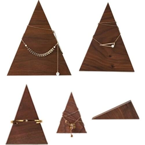 U90E Wood Necklace Ring Stand Holder Shelf Jewelry Display Rack Bracket Bracelet Gift