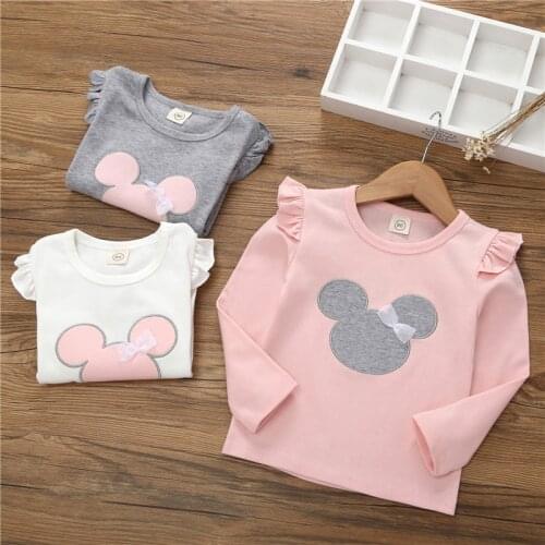 Baby Girls Children T-shirts Long Sleeve T-shirt Cute Cartoon Pattern Spring and Autumn Kids T-shirt