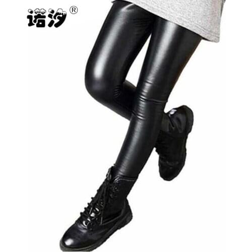 Kids PU leather pants child winter long style spring PU trousers 2019 new kids casual long legging for 3-13Y girls outwear