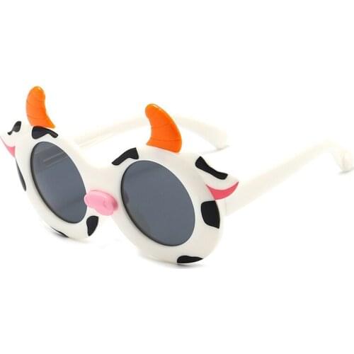 Childrens Silicone Sunglasses Cute Cartoon Cow Baby Glasses Boys and Girls Fashion Eyewear for Kids