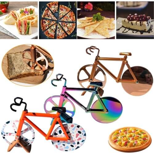 Road Bike Pizza Cutter Stainless Steel Cutting Pizza Knife Wheels Scissors Baking Accessories Kitchen Tools For Pies Waffles