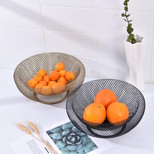 Nordic double-layer iron fruit basket, fruit and vegetable storage basket, hollow bowl, kitchen candy and snack storage tray