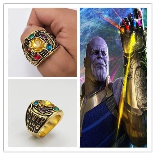 Movie Thanos Infinity Gauntlet Power Cosplay Prop Alloy Ring Jewelry Gift