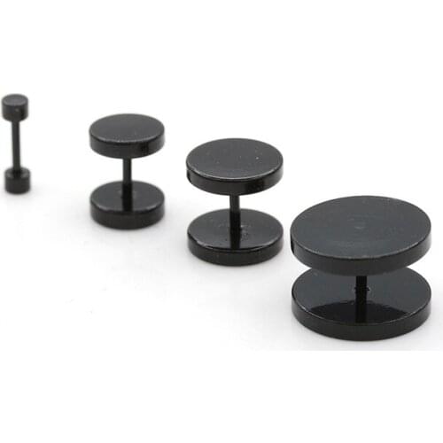 Many Sizes Titanium Steel Dumbbells Shape Black Magnet Stud Earrings for Women Men 1 pc