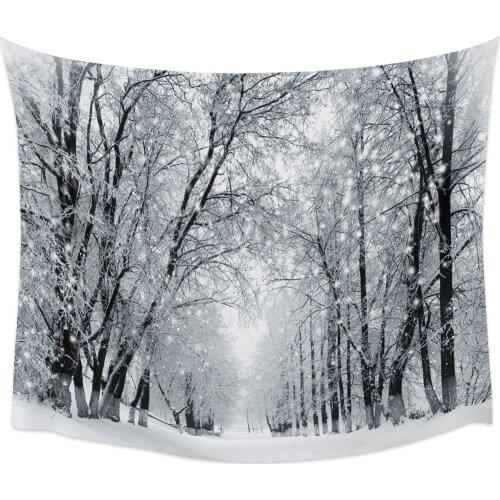 Forest Snow Winter Scenery Scenery Wall Tapestry Cover Beach Towel Home Decoration Wall Hanging for Bedroom Living Room