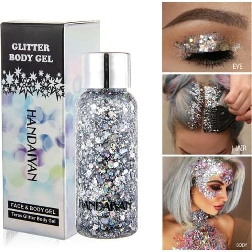HANDAIYAN Holographic Mermaid Glitter Eyeshadow Gel Body Face Eye Liquid Loose Sequins Pigments Makeup Cream Festival Gems