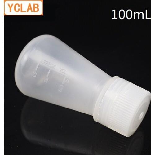 YCLAB 100mL Plastic Erlenmeyer Flask with Screw Cap and Graduation Conical Triangle Flask Laboratory Chemistry Equipment