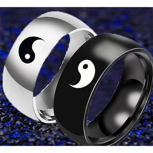 Chinese Style Tai Chi Ring Men and Women Fashion Yin and Yang Gossip Punk Couple Jewelry Creative All-match Jewelry Gift