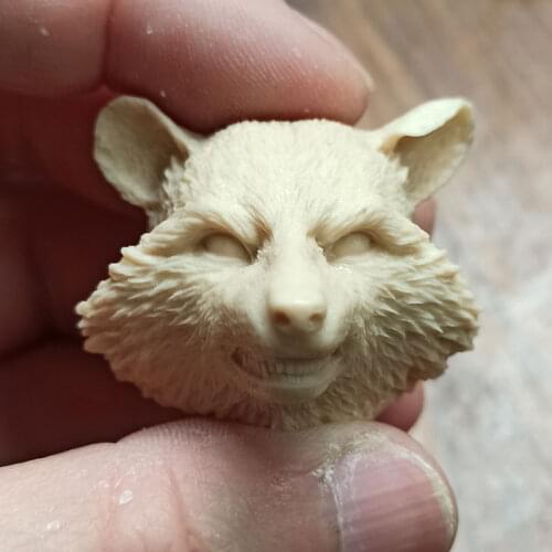 Hot Sales 1/6th Procyon Lotor Animal Pet Head Sculpture Unpainted White Color For 12inch DIY Figures