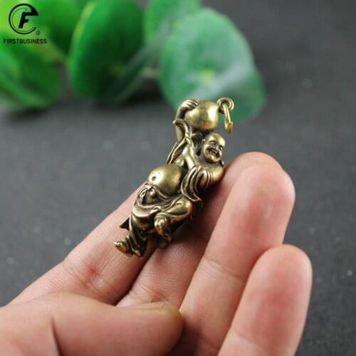 Copper Maitreya Buddha Miniatures Figurines Coins Brass Small Statue Ornaments Home Decor Craft for Car Decoration Accessories