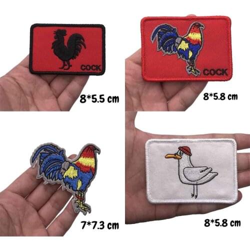 CUTE COCK BIRD whale iron on funny punk rock embroidered biker motorcycle patches for vest hat jeans