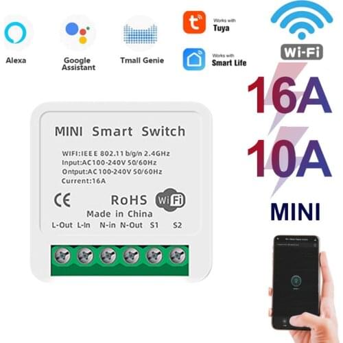 16/10A WIFI Switch Module Tuya Smart Life Mini DIY Smart Switch 2 Way Control Work with Alexa Google Home interruptor inteligent