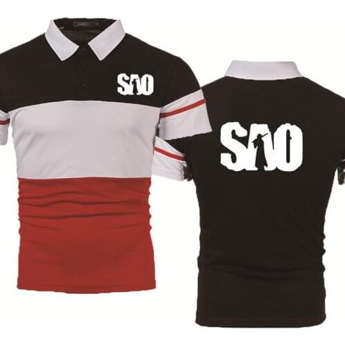 Fashion Summer Mens polo shirt SAO Sword Art Online Casual printing Short Sleeve high quality Cotton Mens short sleeve