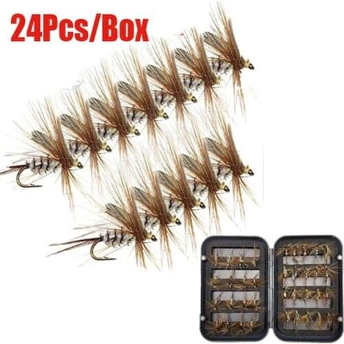 3/6/12/24Pcs Mosquito Fly Fishing Flies Set Insect Baits for Trout Dry Fly Lure Kit Fly Fishing #12