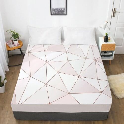 Mattress Cover Fitted Sheets With Elastic Band Bedsheet Bed Sheet Linens 160X200/200X220CM Size 3D Printed Pink plaid