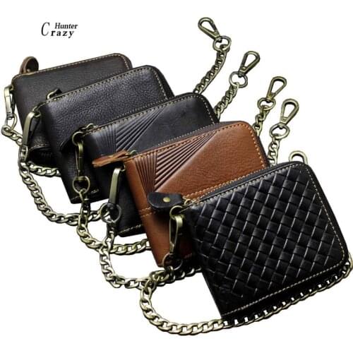 New! Biker Leather Wallet with Chain Mens Gift 5 Style