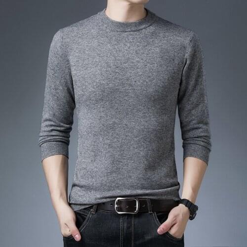 2021 Autumn Winter New Men Thicken Sweaters O-Neck Mens Solid Knitted Warm Pullovers